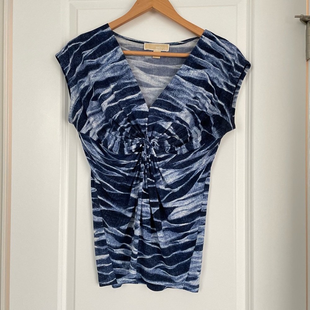 Michael Kors Blue Graphic Short Sleeved Top